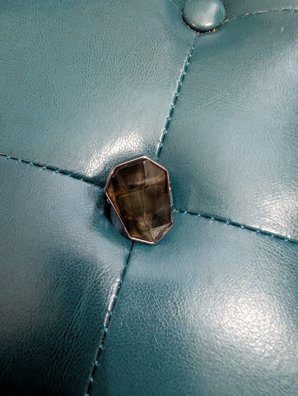 Smoky Quartz Geometric Signet Ring -